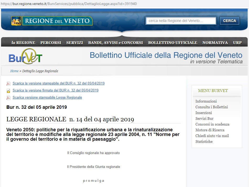 Regione del Veneto - LEGGE REGIONALE n. 14 del 04 aprile 2019